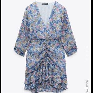 Zara Floral Print Dress With Ruffles